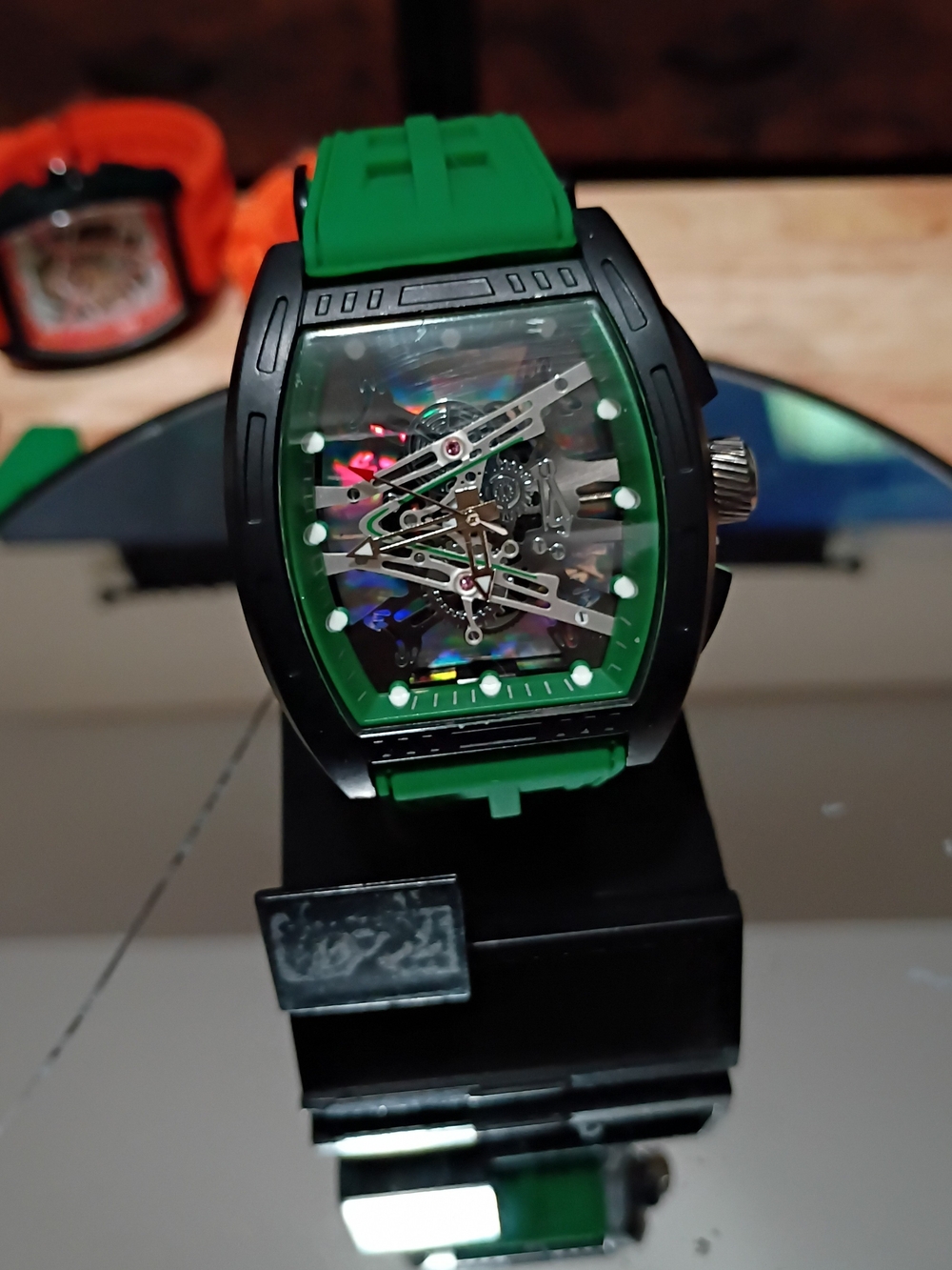 Green Skeleton Dial Sports Watch - Unbranded